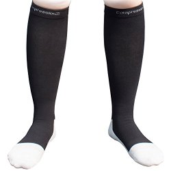 Compression Socks 30-40mmHg (1 Pair – Black L) – Best High Performance Athletic Running Socks – Men & Women