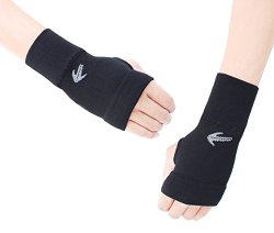 Compression Wrist Sleeves Brace (1 Pair – Black/ M) Carpal Tunnel Support Pain Relief Band