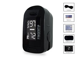 Concord BlackOx Fingertip Pulse Oximeter with Reversible Display, Carrying Case, Lanyard and Protective Cover