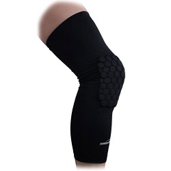 COOLOMG Pad Crashproof Basketball Leg Knee Long Sleeve Protector Gear, Black, X-Small