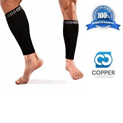 Copper Compression Calf / Shin Splint Recovery Leg Sleeves – GUARANTEED To Speed Up Recovery & Relieve Pain And Soreness – Graduated Compression – Great For Running & Sports! (1 PAIR – Medium)