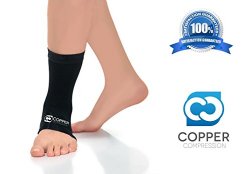 Copper Compression Recovery Ankle Sleeve – Highest Copper Content GUARANTEED & Highest Quality Copper – Infused Fit Wear Anywhere – 1 Ankle Sleeve (Large)