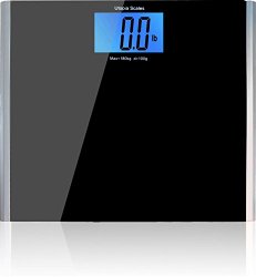 Digital Glass Bathroom Scale Black – Holds up to 400 lbs. 14 inches wide platform – By Utopia Scales