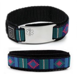 DNR Sport Medical ID Alert Bracelet with Decorative Velcro wrist band.