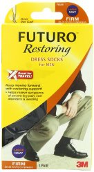 Futuro Restoring Dress Socks for Men, Navy, Large, Firm (20-30 mm/Hg)