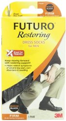 Futuro Restoring Men’s Dress Socks, Black, Medium, Firm (20-30 mm/Hg)