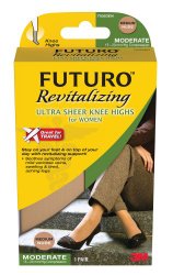 Futuro Revitalizing Ultra Sheer Knee Highs, Nude, Large, Moderate (15-20 mm/Hg)
