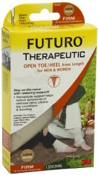 Futuro Therapeutic Open Toe/Heel Knee Length Stocking for Men or Women, Beige, Large, Firm, (20-30 mm/Hg)