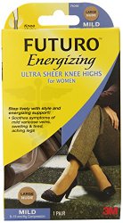 Futuro Ultra Sheer Knee Highs for Women, Nude, Large, Mild 8-15 mm/Hg , (Pack of 2)