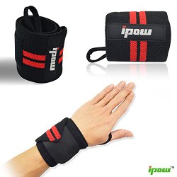 Ipow Adjustable Weight Lifting Training Wrist Straps Support Braces Wraps Belt Protector for Weightlifting Crossfit Powerlifting Bodybuilding – For Women and Men,set of 2