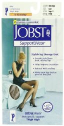 JOBST SupportWear, UltraSheer, Therapeutic Support. Thigh High,  Large, Silky Beige