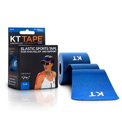KT TAPE Original Cotton Elastic Kinesiology Theraeputic Tape – 20 Pre-Cut 10″ Strips, Blue