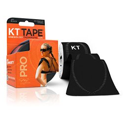 KT TAPE PRO Synthetic Elastic Kinesiology 20 Pre-Cut 10-Inch Strips Therapeutic Tape, Jet Black
