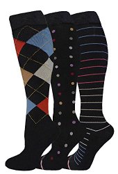 Ladies 3 Pair Pack Compression Socks (Assorted 2)