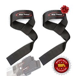 Lifting Straps By Rip Toned – Bonus Ebook – Lifetime Warranty – (Pair) Cotton Padded Weightlifting Wrist Straps for Weightlifting, Bodybuilding, Crossfit, Strength Training, Powerlifting, MMA