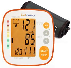 LotFancy Automatic Digital Arm Blood Pressure Monitor with Backlight,Irregular Heartbeat Detector,Large LCD Display,250X2 Records for 2 Users (Medium 8.66-12.6 inch)