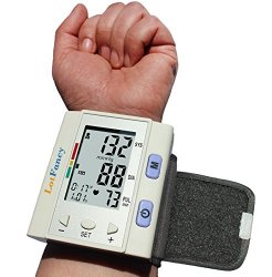 LotFancy FDA Approved Digital Auto Wrist Type Blood Pressure Monitor with Case,30×4 Memories, WHO Indicator,Last 3 Results Average