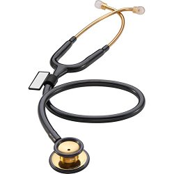 MDF® MD One Stainless Steel Premium Dual Head Stethoscope – 22K Gold Edition – Black (MDF777K-11)