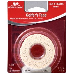 Mueller Golfer’s Grip Tape, Lightweight, Conforming Elastic Protective Tape, 1″X5 Yds stretched, Ea