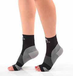 New Plantar Fasciitis Compression Foot Socks – 1 Pair – Graduated medical compression (Medium, Black Open Toe)