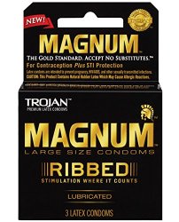 New Trojan Magnum Ribbed Condoms – Box of 3