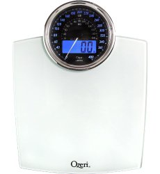 Ozeri ZB19-W Rev Digital Bathroom Scale with Electro-Mechanical Weight Dial, White