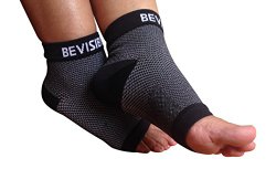 Plantar Fasciitis Foot Compression Sleeves – BeVisible Sports – Ankle Socks for Men Women & Youth – Heel & Arch Support Brace – 1 Pair (Large, Black)