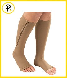 Presadee® Open Toe Medical Grade 20-30 mmHg Zipper Compression Socks Circulation Swelling Veins Support FDA Cleared (XX-Large, Beige)