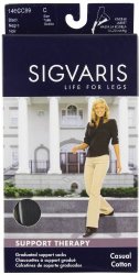 Sigvaris 146C Women’s Casual Cotton 15-20mmHg Closed Toe Knee High Sock Size: C (10-12), Color: Black 99
