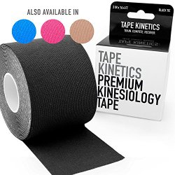 TAPE KINETICS Premium Kinesiology Tape | 2″ x 16.4 ft | Waterproof & Latex-free ( Black )
