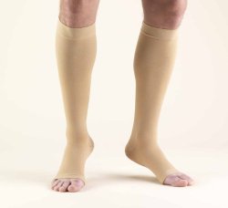 Truform 0845, Compression Stockings, Below Knee, Open Toe, 30-40 mmhg, Beige, Small