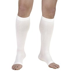 Truform 0865, Compression Stockings, Below Knee, Open Toe, 20-30 mmHg, White, Large