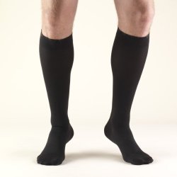 Truform 8845, Compression Stockings, Below Knee, Closed Toe, 30-40 mmhg, Black, Medium