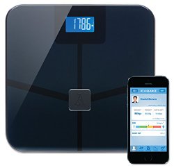 Wireless Smart Scale Track Weight, Bmi, Body Fat, Water, Weight, Muscle and Bone Mass on Iphone, Ipad, Android (Black) BlueAnatomy