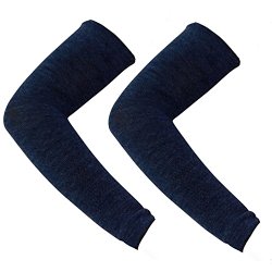 Wool Compression Arm Warmers – Compression Arm Sleeves, Cycling Arm Warmers, Compression Sleeves – Wool Sleeves (L/XL, Blue)