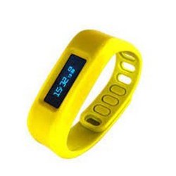 Worryfree Gadgets Colorfull Silicone Plastic Strap Anti-loss Pedometer Sport Sleep Monitoring Health Monitor Smart Bluetooth Sync Wrist Smartband , Yellow