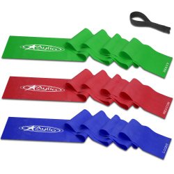 Aylio 3 Flat Stretch Bands Exercise Set (Light, Medium, Heavy Resistance) and Door Anchor