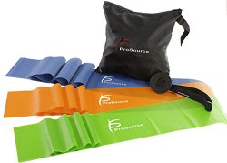 ProSource Therapy Flat Resistance Bands Set of 3 (6′ each) for Stretching, Pilates, and Rehabilitation with Door Anchor