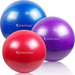 SmarterLife Products Premium Exercise and Stability Ball – #1 for Fitness, Weight Loss, Core Strength, CrossFit, Yoga & Pilates (Purple, 65 cm)