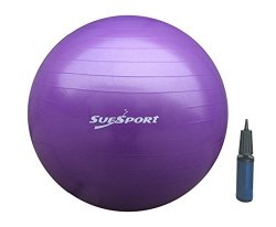 SUESPORT 55cm Anti-Burst Gym Ball Kit With Pump,3-Size Available, Purple