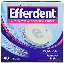 (2 Pack) Efferdent Anti-Bacterial Denture Cleanser Tablets, 40 Count