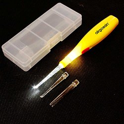 Airgoesin Lighted Tonsil Stone Remover Tool, Yellow, 3 Tips, Tonsillolith Pick + Box Oral Care