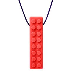 ARK’s Brick Stick Textured Chew Necklace Made in the USA Chewelry (Soft, Red – for MILD chewing ONLY, please read description for more options)