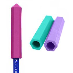 ARK’s Krypto-Bite – Made in the USA Chewable Pencil Topper Tubes (Magenta/Teal/Lavender Combo – 1 of Each Toughness)