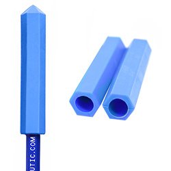 ARK’s Krypto-Bite – Made in the USA Chewable Pencil Topper Tubes XXT (Blue, 3 Pack of Xtra Xtra Tough)