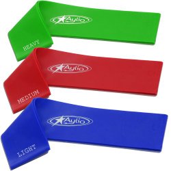 Aylio 3 Loop Fitness Bands Stretch Exercise Set for Legs (Light, Medium, Heavy Resistance)