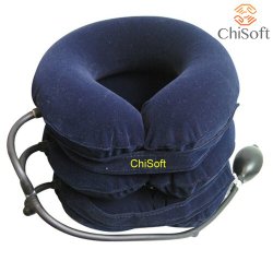 Best Neck Traction (ChiSoft®) #1 Doctors Recommended – IMPROVED Cervical Traction Device, Bigger Pump, Extended Velcro, Premium Quality