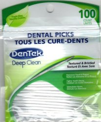 Dentek Dental Picks (Textured & Bristled for deep clean) with Fresh Mint, 100 counts
