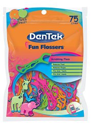 DenTek Fun Flossers for Kids, Wild Fruit Floss Picks,Easy Grip for Kids,75 Count  (pack of 6)