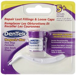 Dentek Temparin Max Lost Filling & Loose Cap Repair, One Step Instant Pain Relief , 5+ Repairs, 0.04 Oz